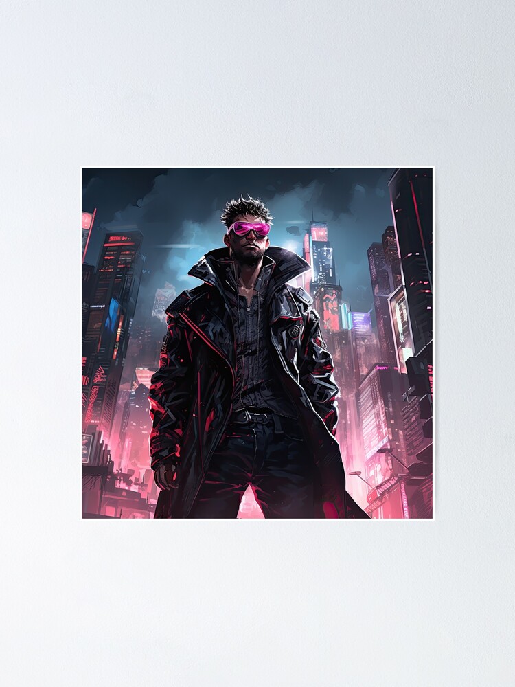 Thumbnail 1 of 3, Poster, Cool Cyberpunk Dude designed and sold by garretbohl.
