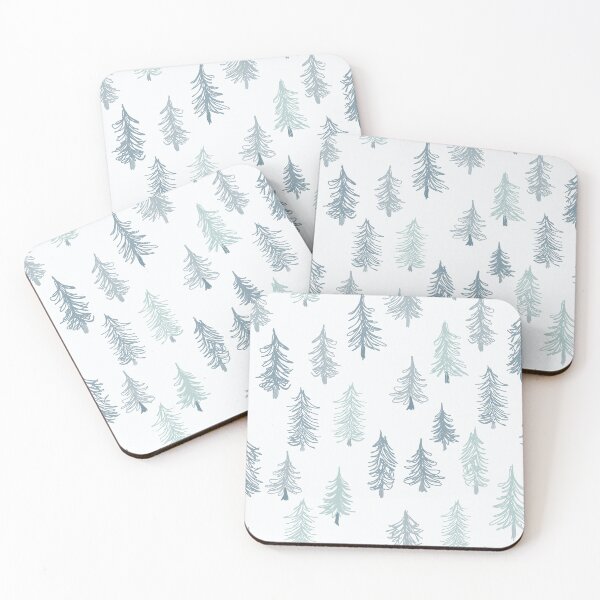 Item preview, Neutral teal blue green pine tree forest in the snow smas designed and sold by FrancesPoff.