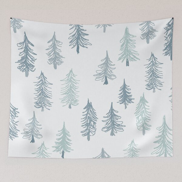 Item preview, Neutral teal blue green pine tree forest in the snow smas designed and sold by FrancesPoff.