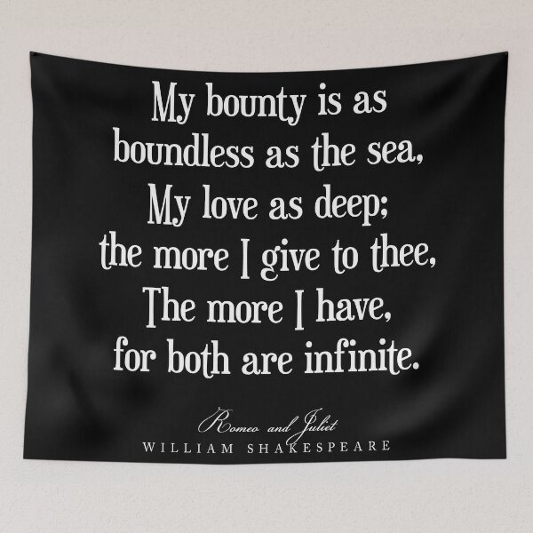 Item preview, My bounty is as boundless as the sea, William Shakespeare Quote, Literature Typography Print - Black designed and sold by Studio Grafiikka.