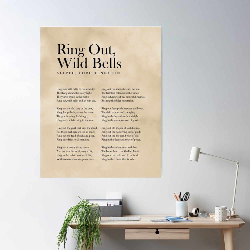 Ring Out, Wild Bells - Alfred, Lord Tennyson Poem - Literature - Typography  Print 2 - Black Youth T-Shirt by Studio Grafiikka - Pixels