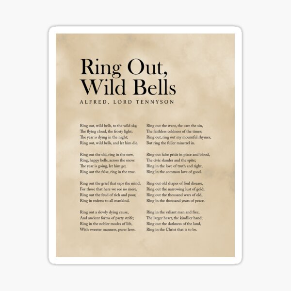 Ring Out, Wild Bells - Alfred, Lord Tennyson Poem - Literature - Typography  Print 1 Tapestry by Studio Grafiikka - Studio Grafiikka - Artist Website