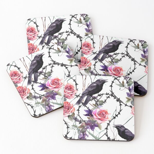 Item preview, Gothic Pink Rose with Thorns and Black Birds  designed and sold by MysticOzzy.