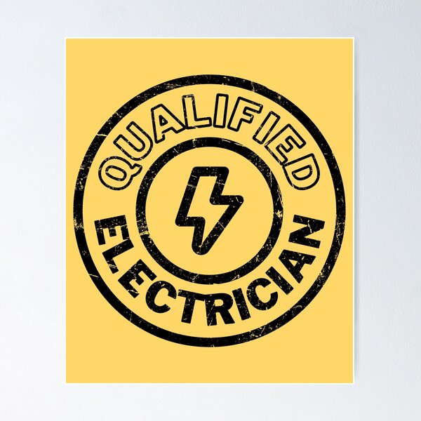 Item preview, Qualified Electrician Stamp - Black Distressed designed and sold by RetroNeon.