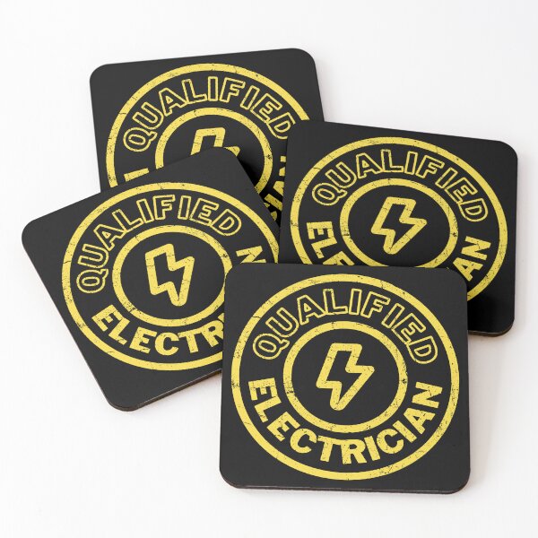 Item preview, Qualified Electrician Stamp - Yellow Distressed designed and sold by RetroNeon.