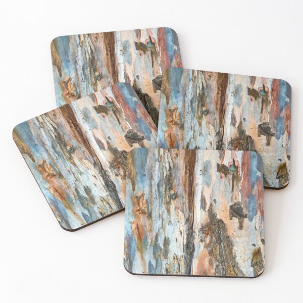 Item preview, Aqua-Blue Tree Bark Art With Bourbon-Color Splashes designed and sold by DEC02.