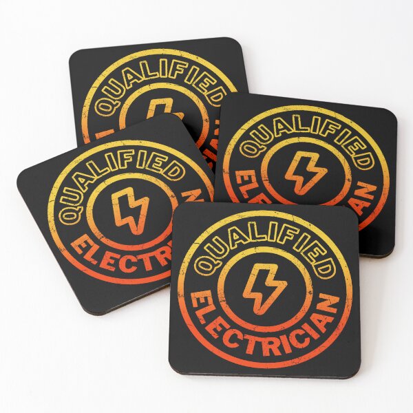 Item preview, Qualified Electrician Stamp - Yellow / Red Distressed designed and sold by RetroNeon.