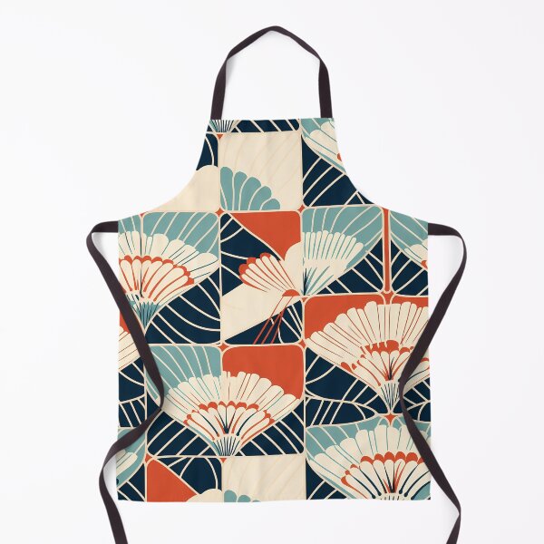 Item preview, Abstract Pattern 5, Japanese print inspired fans in irregular squares, looks inverted, red, black, blue, white, simple beauty. designed and sold by FoxRobinRabbit.