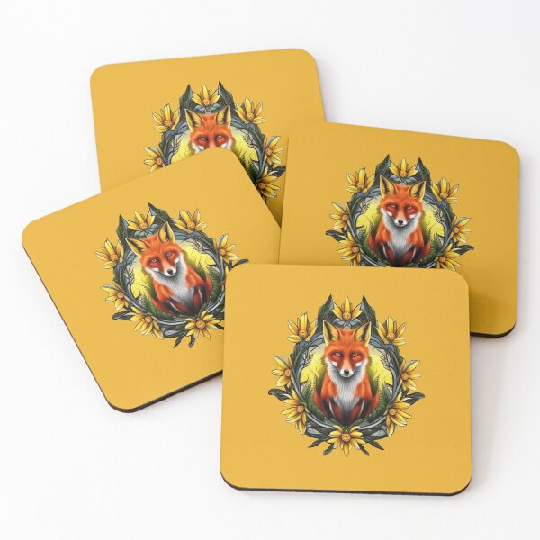 Item preview, A Red Fox Surrounded By Tickseed Mississippi State Tattoo Art designed and sold by taiche.