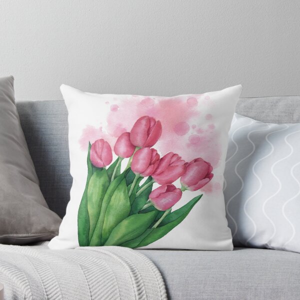Aperçu de l'œuvre Peinture à l'aquarelle de tulipes, fleurs roses romantiques créée et vendue par Heezel.