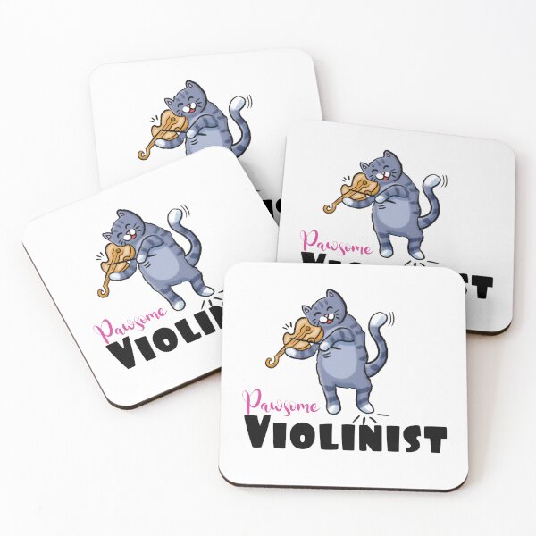 Item preview, Pawsome Violinist - cat paying violin cartoon - funny violinist kitty pun designed and sold by JyayasiDesigns.