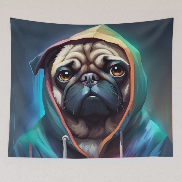 Item preview, Pug in a Hoodie designed and sold by Ameiva-Apparel.