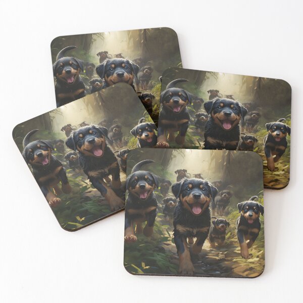 Item preview, Rottweiler puppies in the forest designed and sold by ebrawne.