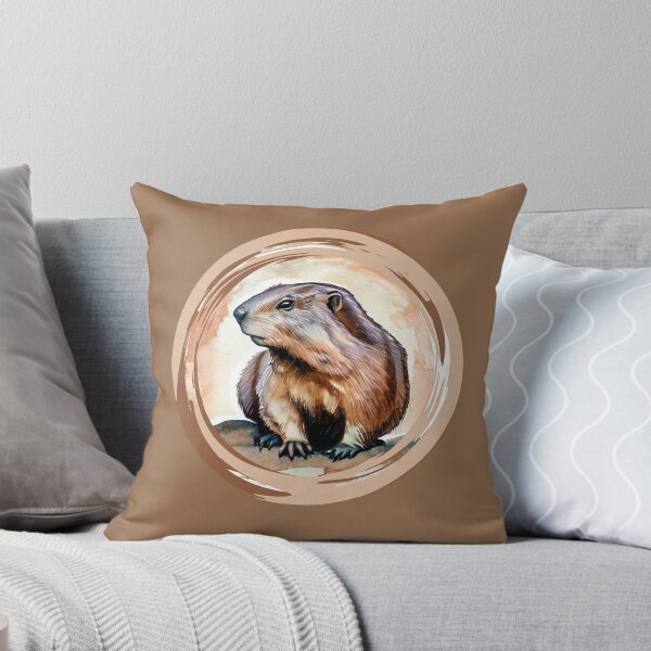 Item preview, Groundhog in circular design painted with watercolor designed and sold by GroundhogMs.