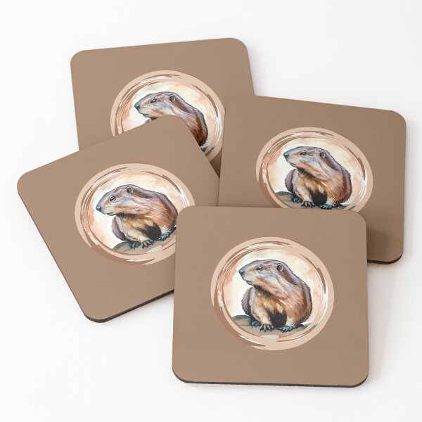 Item preview, Groundhog in circular design painted with watercolor designed and sold by GroundhogMs.