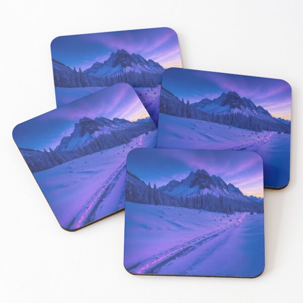 Item preview, A Snow-Covered Mountain Pass with Snowmobile Tracks Leading into the Distance, Ai Generated Art designed and sold by AiGens.