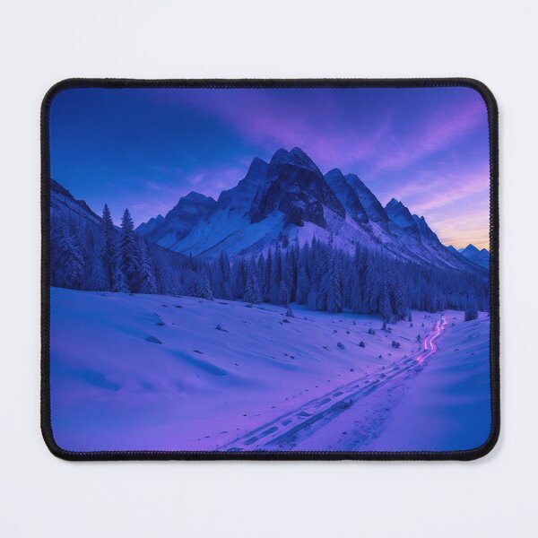 Item preview, A Snow-Covered Mountain Pass with Snowmobile Tracks Leading into the Distance, Ai Generated Art designed and sold by AiGens.