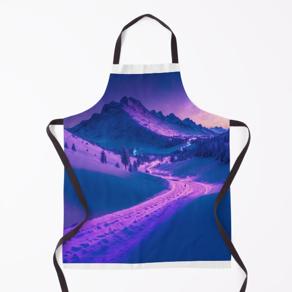 Artikelvorschau, Ein präparierter Pistenraupenpfad, der sich durch die majestätische Berglandschaft schlängelt, KI-generierte Kunst entworfen und verkauft von AiGens.