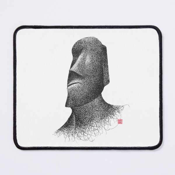 Item preview, Easter Island Moai hand drawn pen and ink illustration in black and white. designed and sold by Wiggly Lines.