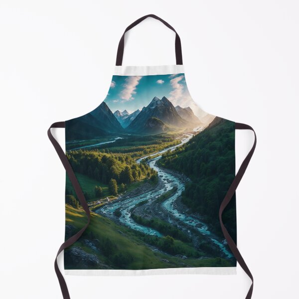 Item preview, A Picturesque Mountain Scene with a Meandering River Flowing Through Lush Valleys, Ai Generated Art designed and sold by AiGens.