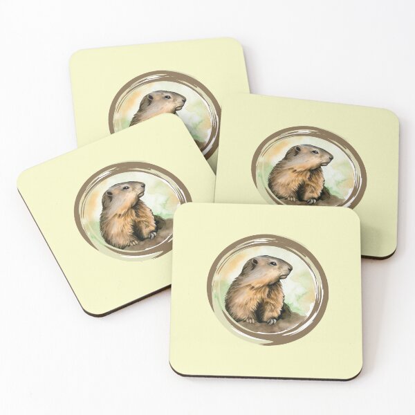Item preview, Groundhog observing the landscape painted with watercolor designed and sold by GroundhogMs.