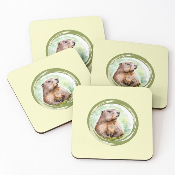 Item preview, Groundhog next to nature painted with watercolor designed and sold by GroundhogMs.