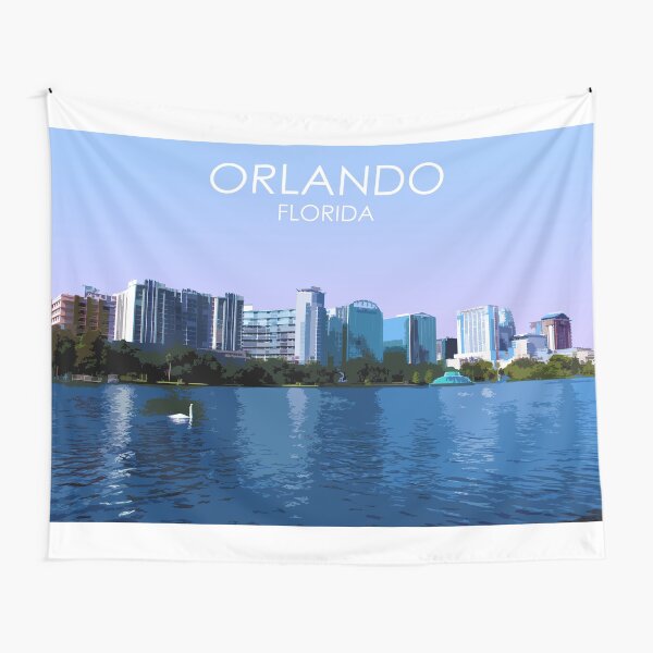 Orlando Florida Skyline & Fountain From Across Lake Eola~Continental  Postcard