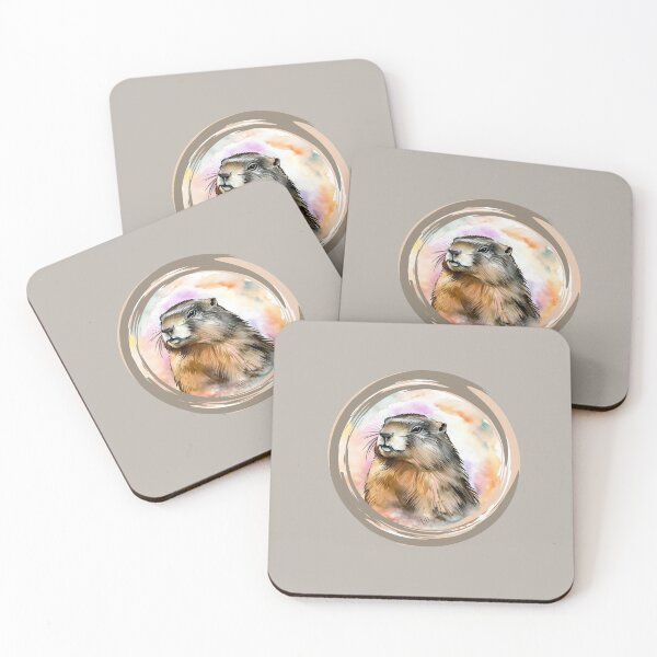 Item preview, Cheerful groundhog painted with watercolor designed and sold by GroundhogMs.