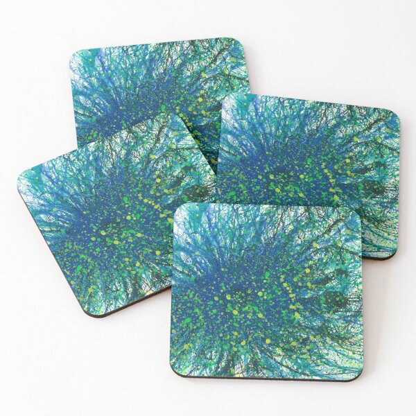 Item preview, Flowers From The Seeds Of Love #188 Bold Unique New Age Original Hand-painted OOAK Abstract Painting Detail 1 In Cobalt Indigo Aqua Blue Lime Green Inspired By Flora Floral Botany Boho Flower Pattern designed and sold by Rainbow Artist Orlando L.