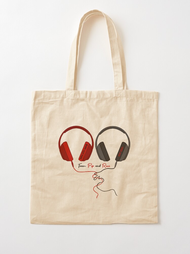Thumbnail 2 of 5, Tote Bag, A Good Girl’s Guide to Murder: Team Pip & Ravi Headphones designed and sold by onigiri-hamster.