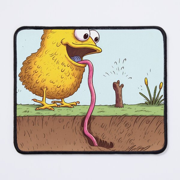 Item preview, Plump Chicken Swallowing a Earthworm in the Meadow designed and sold by SingularityGeek.