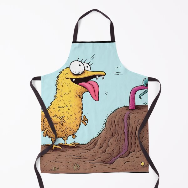 Item preview, Prehistoric Yellow Bird with Bulging Eyes, Fangs, and a Strong Tongue Hunting Earthworms designed and sold by SingularityGeek.
