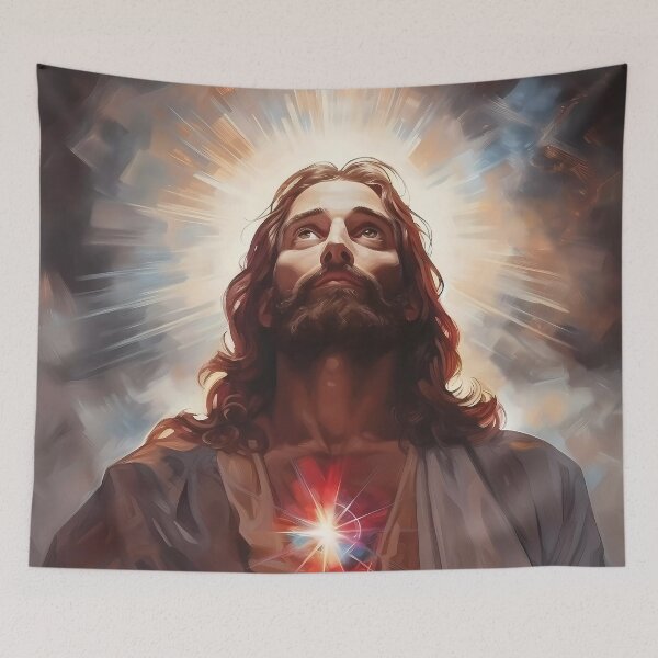 Item preview, Savior God Christ with an Illuminated Heart and Crown, Symbolizing Love designed and sold by SingularityGeek.