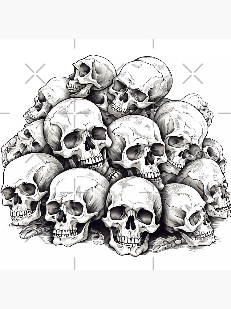 Stacked Pile of Human Skulls