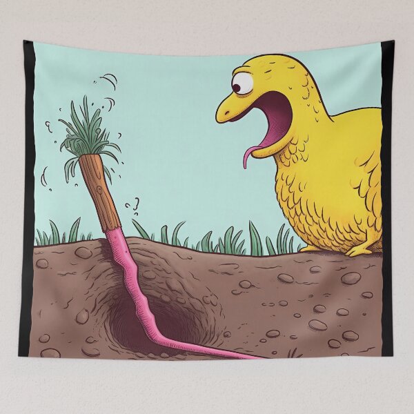 Item preview, Super Fat Bird Watching as Its Worm Escapes and Camouflages designed and sold by SingularityGeek.