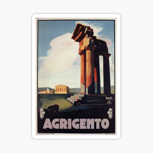 Item preview, Vintage 1920s Agrigento Italian travel ad designed and sold by aapshop.