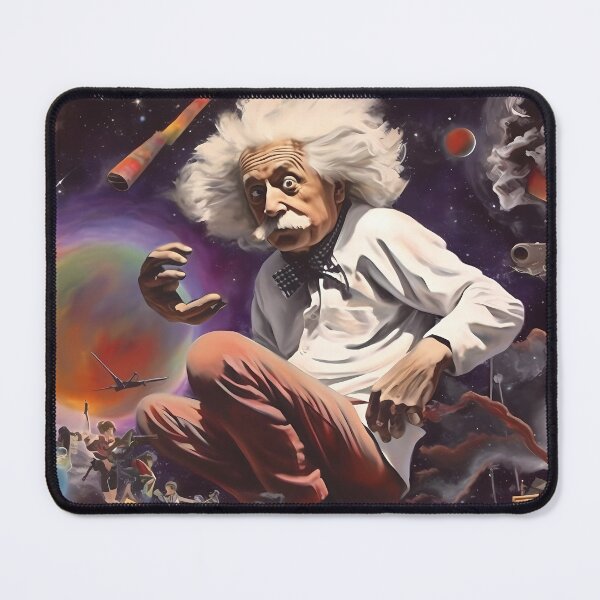 Item preview, Surrealistic Portrait of Einstein Crouched in the Immensity of the Universe designed and sold by SingularityGeek.
