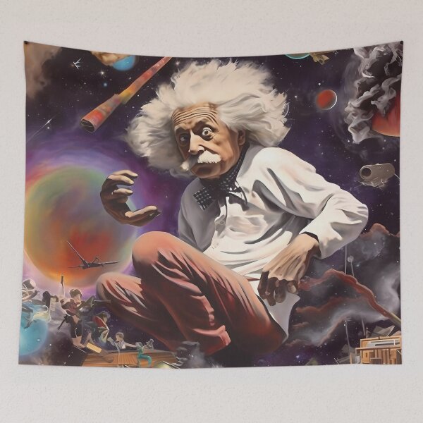 Item preview, Surrealistic Portrait of Einstein Crouched in the Immensity of the Universe designed and sold by SingularityGeek.