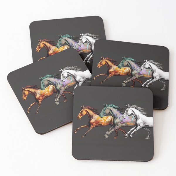 Item preview, Three Horses Galloping One Brown, One Black, and One White designed and sold by SingularityGeek.