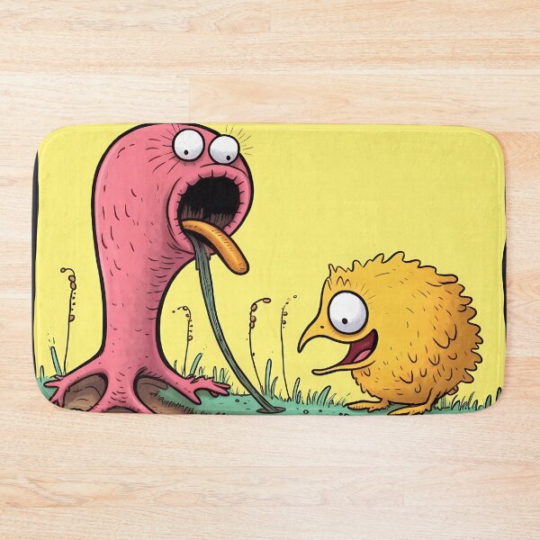 Item preview, Tiny Yellow Chick on the Verge of Being Hunted by a Giant Leech designed and sold by SingularityGeek.