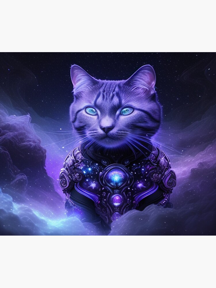 Wall Art Print  cat with galaxy fur, celestial and enchanting