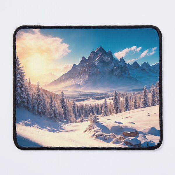 Item preview, A Snow-Covered Mountain Range, Glistening under the Winter Sun, Creating a Magical Winter Wonderland, Ai Generated Art designed and sold by AiGens.
