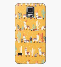 Glückliches Lama mit Kaktus in einem Topf Hülle & Klebefolie für Samsung Galaxy