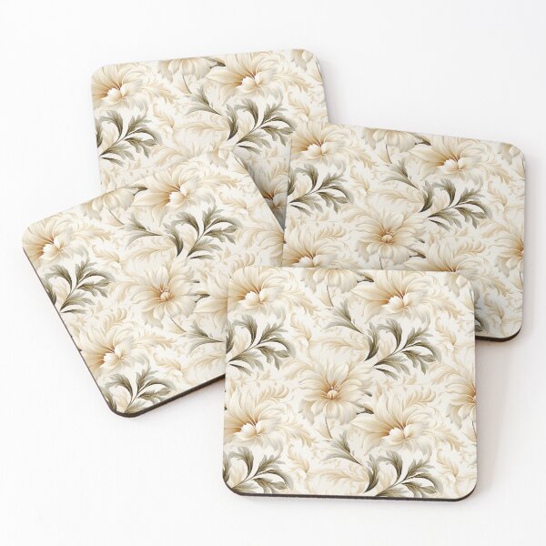 Item preview, Tropical Floral Print - white flowers - tan flowers designed and sold by ComerPrintCo.