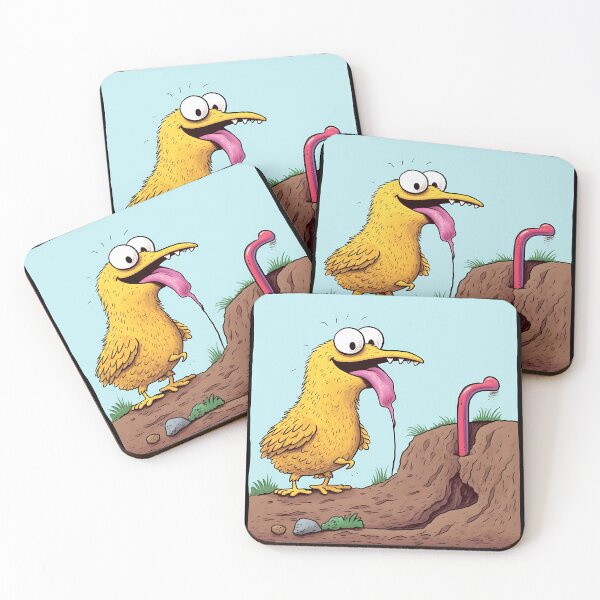 Item preview, Yellow Bird with Bulging Eyes about to Catch an Earthworm designed and sold by SingularityGeek.