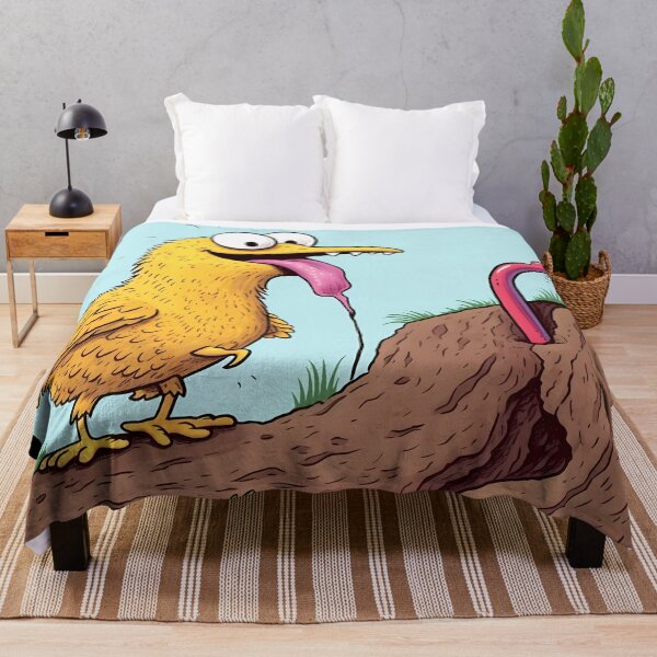Item preview, Yellow Bird with Bulging Eyes about to Catch an Earthworm designed and sold by SingularityGeek.