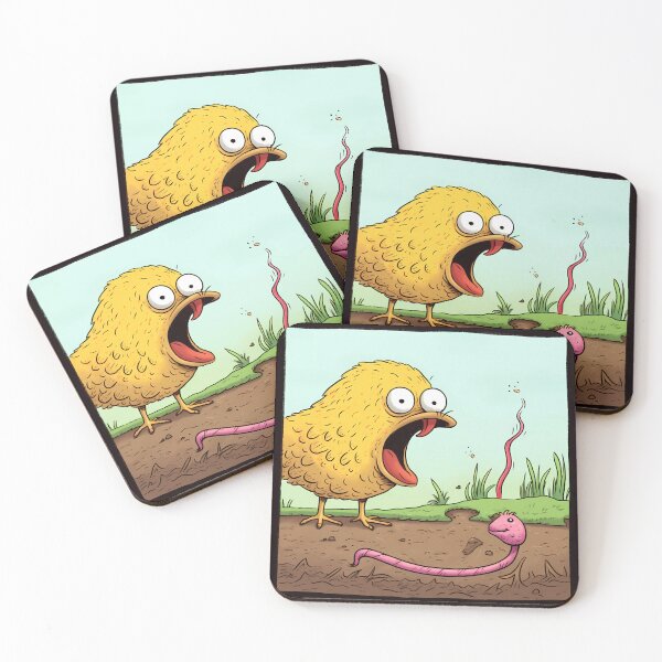 Item preview, Yellow Chick Longing to Eat a Earthworm in a Surrealistic Manner designed and sold by SingularityGeek.