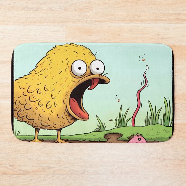 Item preview, Yellow Chick Longing to Eat a Earthworm in a Surrealistic Manner designed and sold by SingularityGeek.