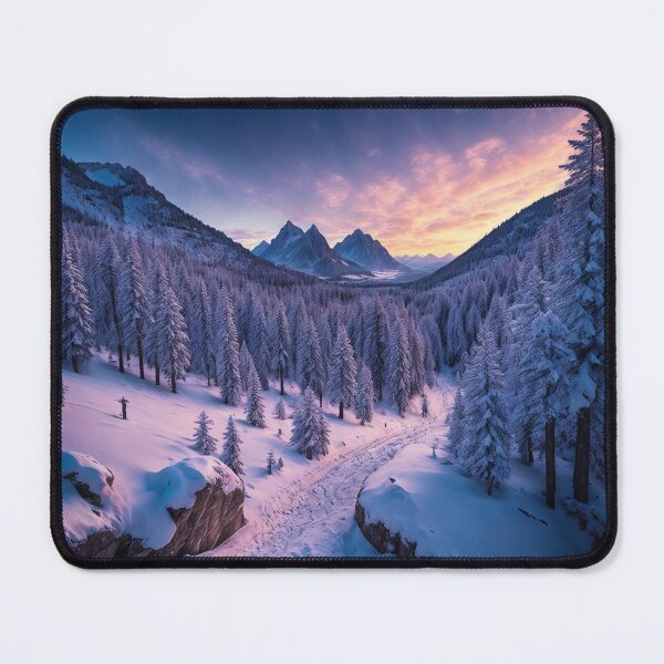 Item preview, A Winter Hiking Trail Winding Through a Snowy Mountain Landscape, Offering Breathtaking Views, Ai Generated Art designed and sold by AiGens.