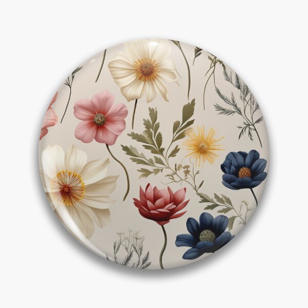 Item preview, Pressed Flower Floral Print - white flowers - tan flower designed and sold by ComerPrintCo.
